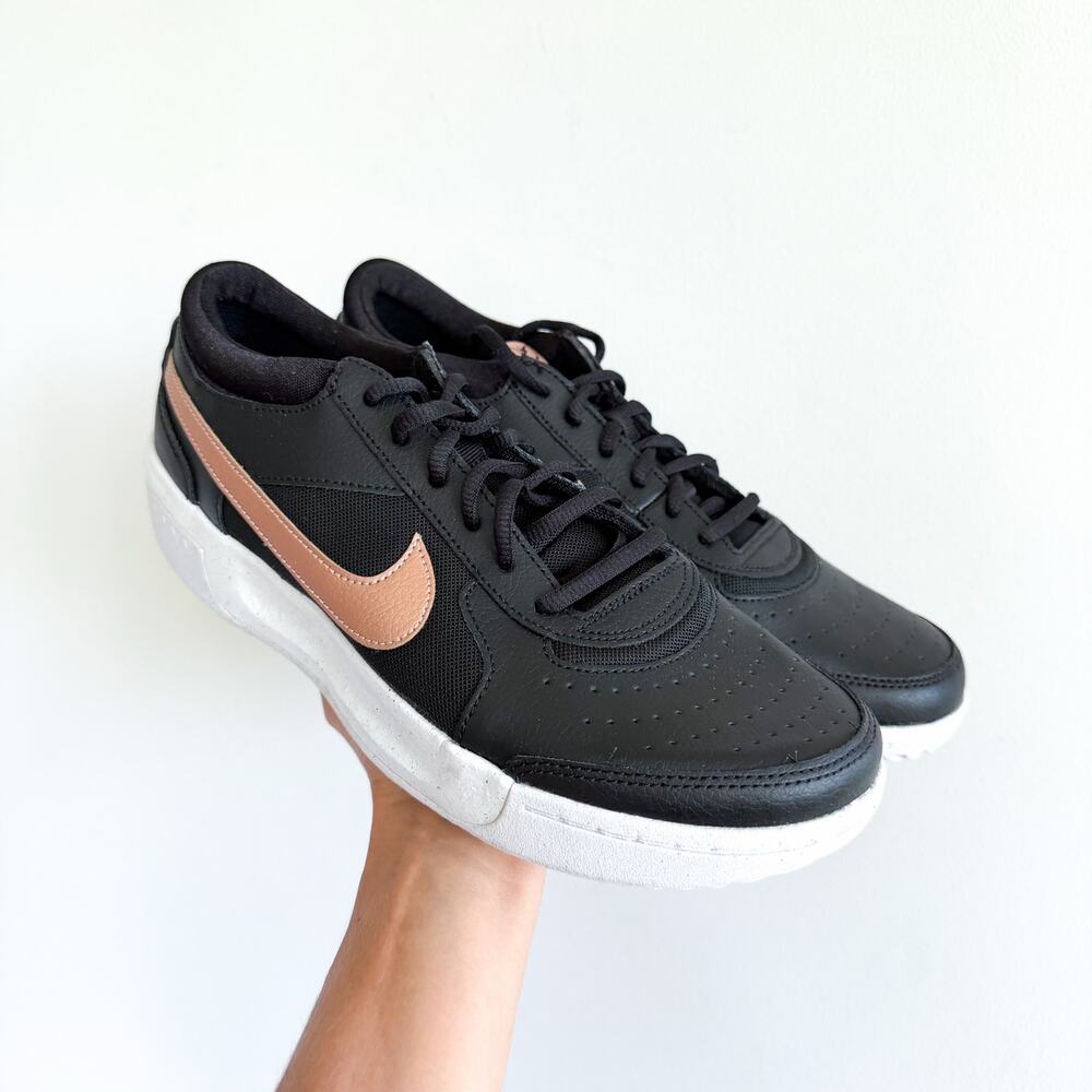 Nike Court Air Zoom Lite Low Top Lace Up Tennis Activewear Shoes Black 9.5 NEW